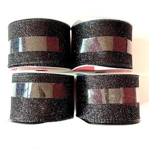 Celebrate It 2 1/2” Wide Black Glitter Wired Ribbon 20 Ft x 4 Rolls